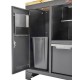 Werkzeugschrank Set - 340 cm Wandlänge, Lagerregal, 7 Schubladen, Mülleimer, Hängeschrank  - Mattschwarz - 340x61x200 cm