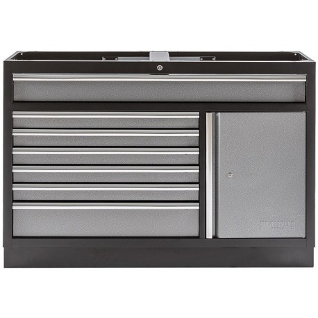 Werkzeugschrank aus Metall mit 7 Schubladen und einer Scharniertür 136 x 46 x 91 cm