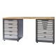 Werkbank Elite-Line 217 x 55,5 x 96 cm. mit 12 Schubladen und Hartholzplatte.